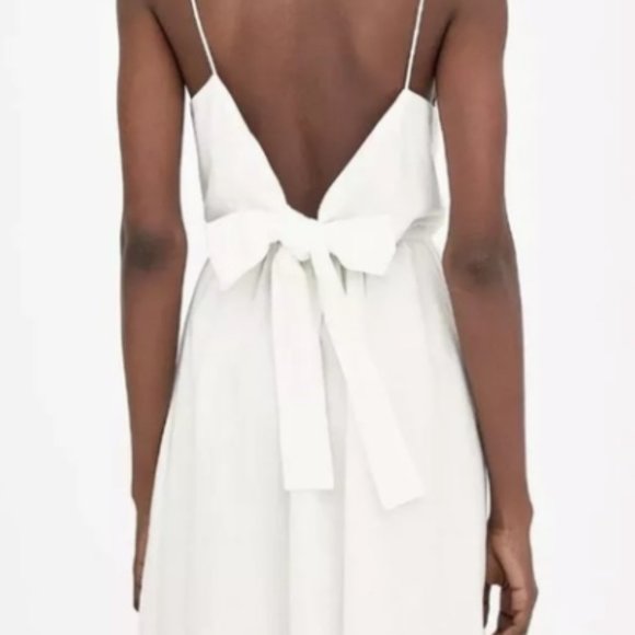 Zara SS17 Ecru Dress With Knot At Back Linen Midi - Picture 9 of 10